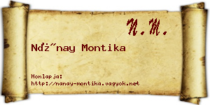Nánay Montika névjegykártya